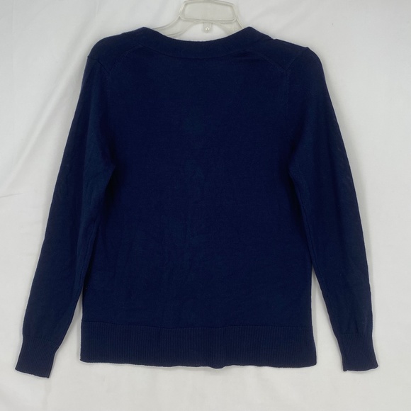 Charter Club Womens XS V-Neck Button Front Cardigan Merino Wool Blend Navy Blue - Picture 10 of 12